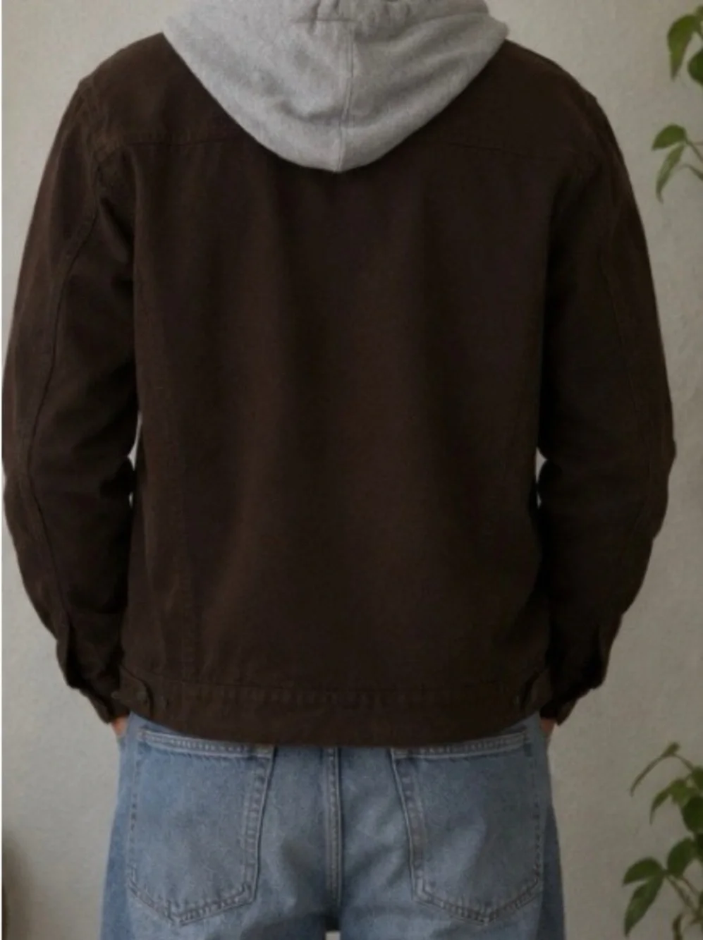 Vans Vintage Men's Dark Brown Button-Up Jacket with Contrast Collar